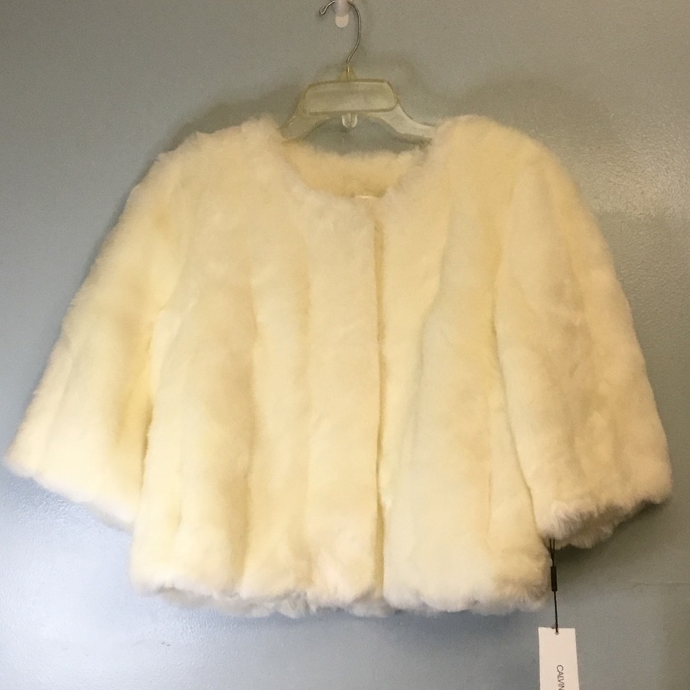 Off white Calvin Klein faux fur jacket size Sm - Picture 9 of 16